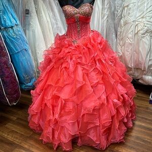 CORAL QUINCEAÑERA DRESS